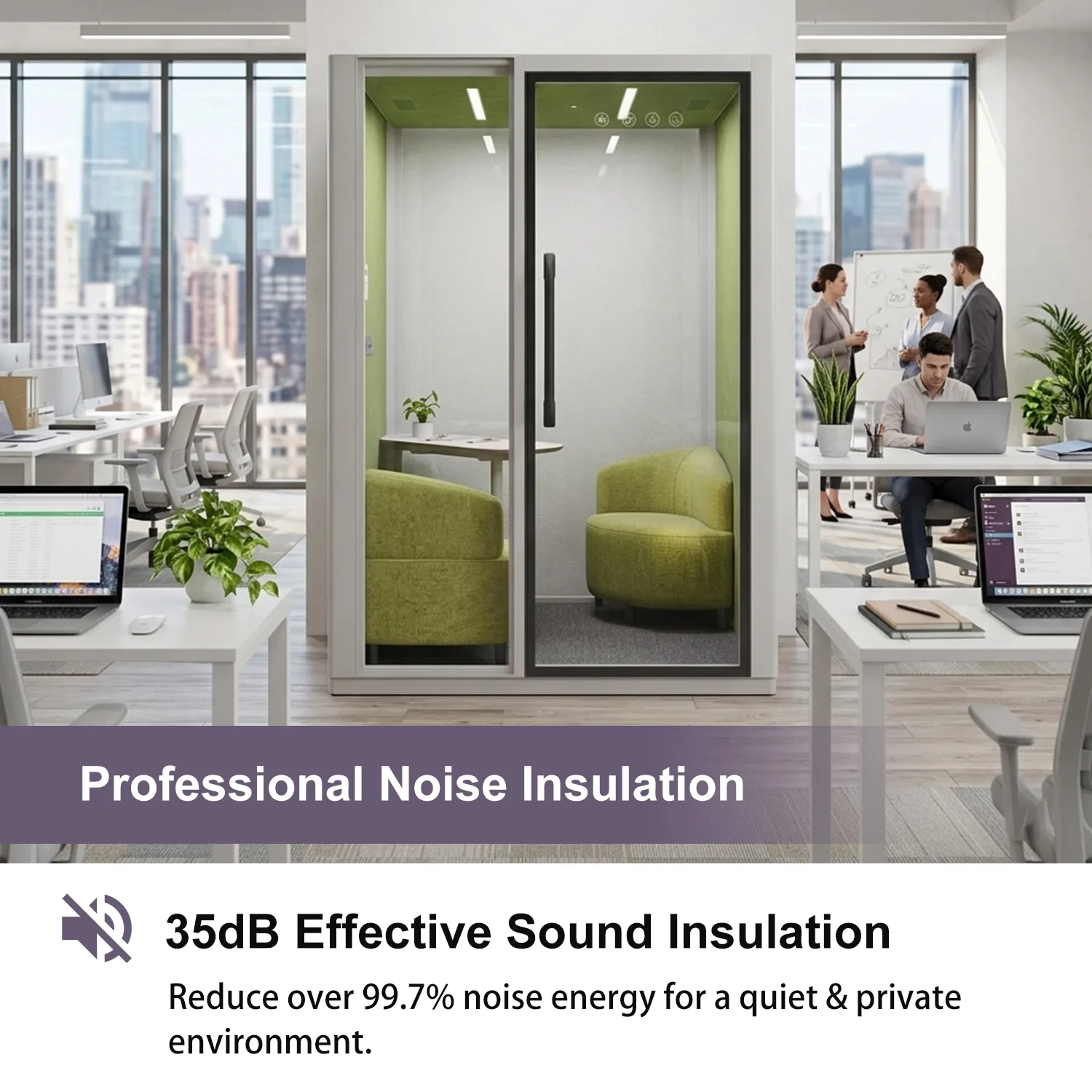 Vestael Core Duo-Mobile Soundproof Office Pod – Rolling Dual Privacy Booth